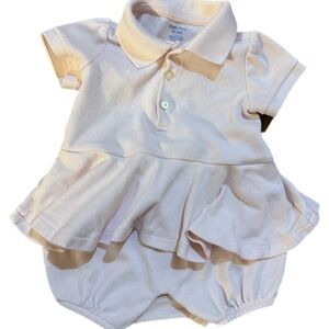 Ralph Lauren Pale Pink Polo Peplum Baby Romper 9 month